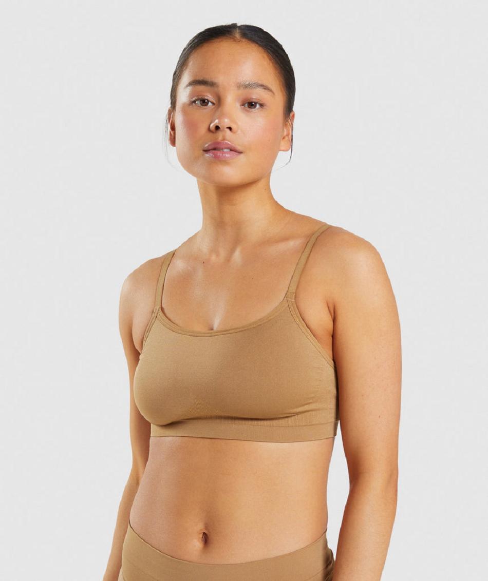 Gymshark Seamless Scoop Neck Ženske Bralette Svijetlo Smeđe | HR 3167FDN